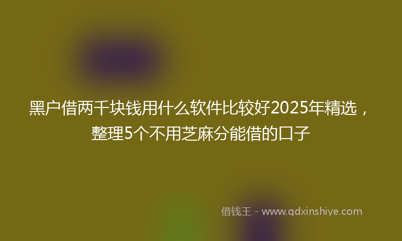 黑户借两千块钱用什么软件比较好2025年精选，整理5个不用芝麻分能借的口子