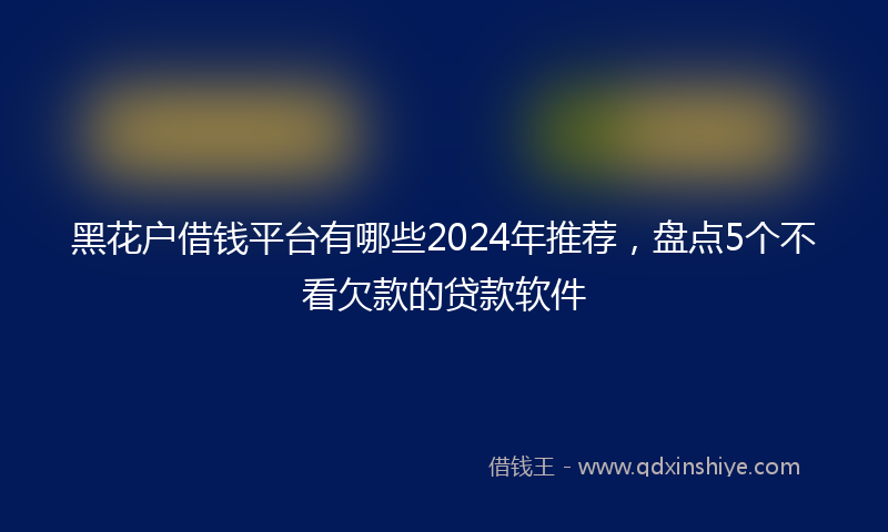 黑花户借钱平台有哪些2024年推荐，盘点5个不看欠款的贷款软件