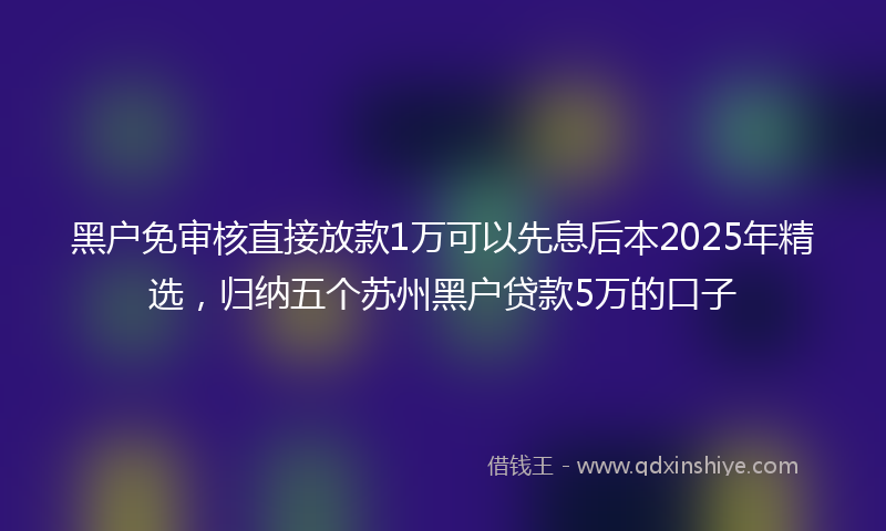 黑户免审核直接放款1万可以先息后本2025年精选，归纳五个苏州黑户贷款5万的口子