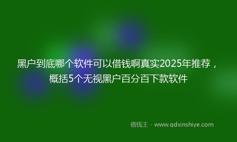 黑户到底哪个软件可以借钱啊真实2025年推荐，概括5个无视黑户百分百下款软件