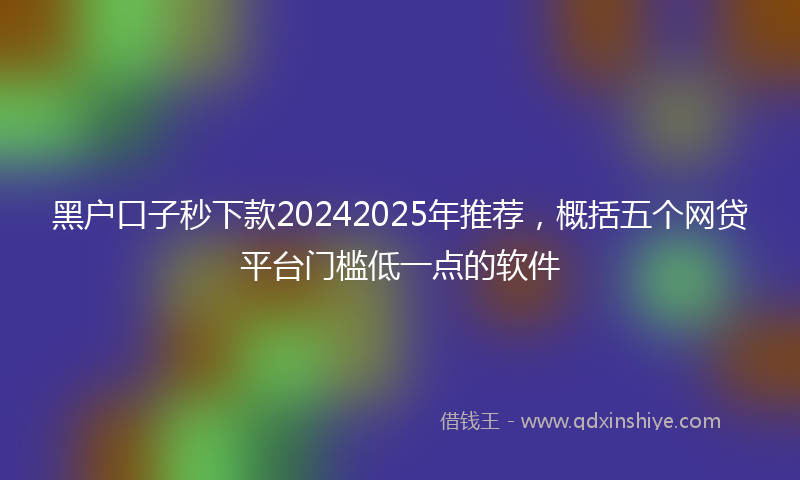 黑户口子秒下款20242025年推荐，概括五个网贷平台门槛低一点的软件