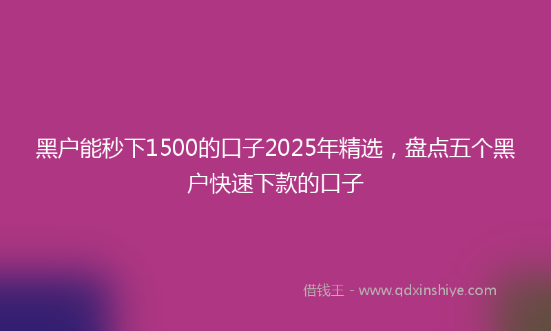 黑户能秒下1500的口子2025年精选，盘点五个黑户快速下款的口子