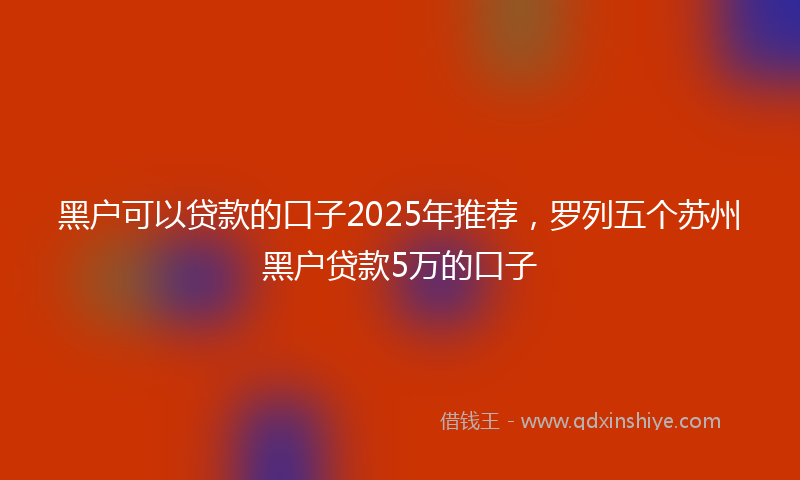 黑户可以贷款的口子2025年推荐，罗列五个苏州黑户贷款5万的口子