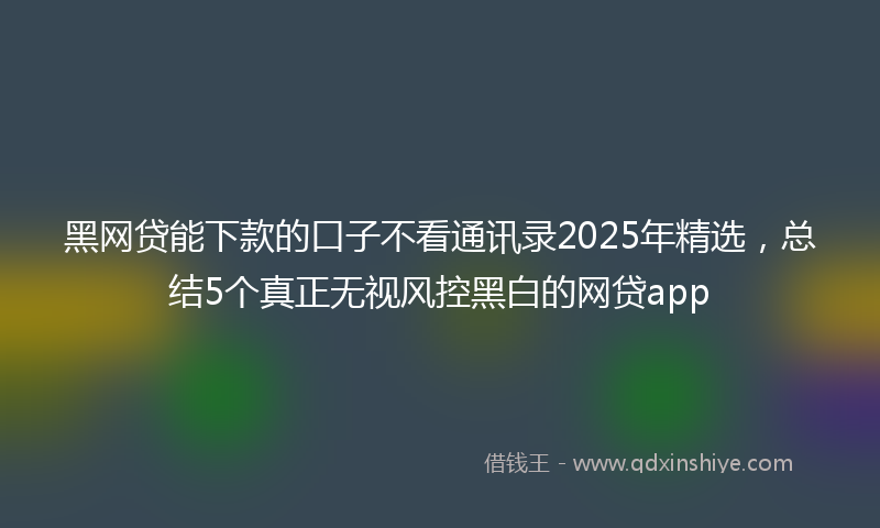 黑网贷能下款的口子不看通讯录2025年精选，总结5个真正无视风控黑白的网贷app