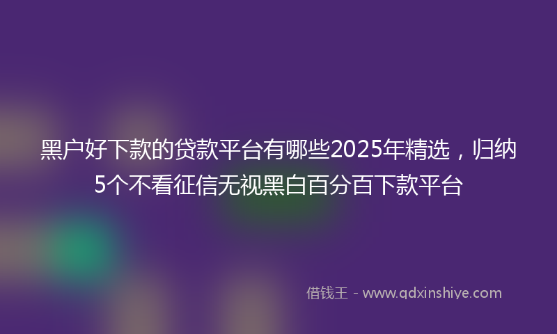 黑户好下款的贷款平台有哪些2025年精选，归纳5个不看征信无视黑白百分百下款平台