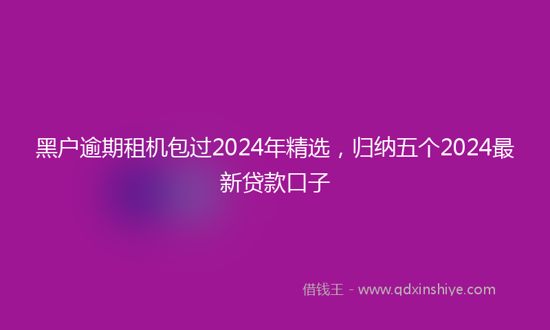 黑户逾期租机包过2024年精选，归纳五个2024最新贷款口子