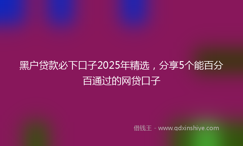 黑户贷款必下口子2025年精选，分享5个能百分百通过的网贷口子