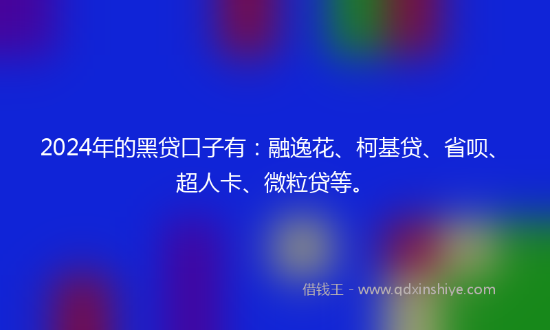 2024年的黑贷口子有：融逸花、柯基贷、省呗、超人卡、微粒贷等。