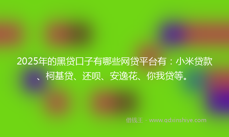 2025年的黑贷口子有哪些网贷平台有：小米贷款、柯基贷、还呗、安逸花、你我贷等。