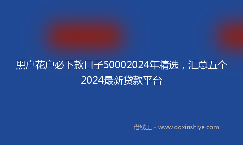 黑户花户必下款口子50002024年精选，汇总五个2024最新贷款平台