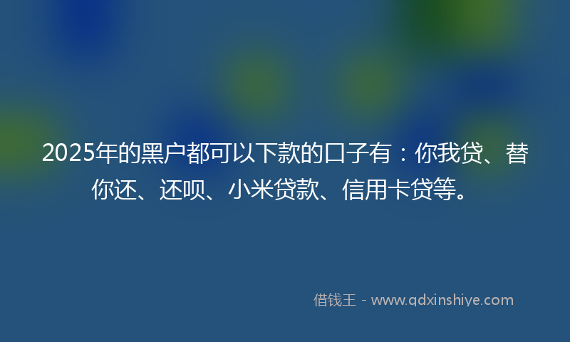 2025年的黑户都可以下款的口子有：你我贷、替你还、还呗、小米贷款、信用卡贷等。