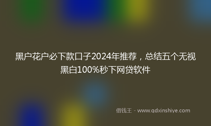 黑户花户必下款口子2024年推荐，总结五个无视黑白100%秒下网贷软件