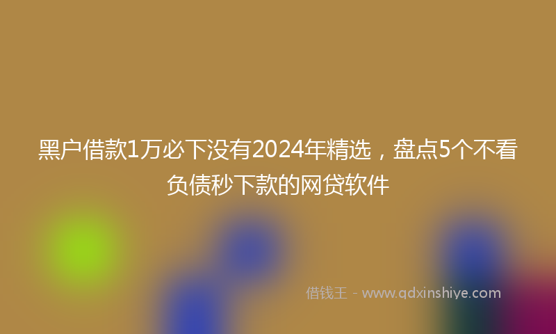 黑户借款1万必下没有2024年精选，盘点5个不看负债秒下款的网贷软件