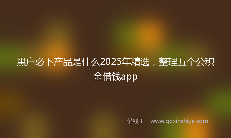 黑户必下产品是什么2025年精选，整理五个公积金借钱app