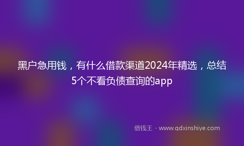 黑户急用钱，有什么借款渠道2024年精选，总结5个不看负债查询的app