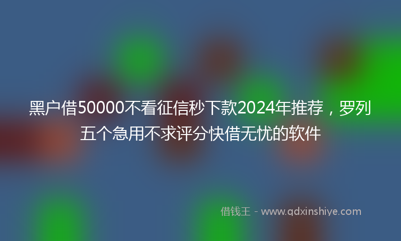 黑户借50000不看征信秒下款2024年推荐，罗列五个急用不求评分快借无忧的软件