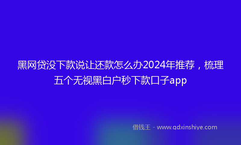 黑网贷没下款说让还款怎么办2024年推荐，梳理五个无视黑白户秒下款口子app