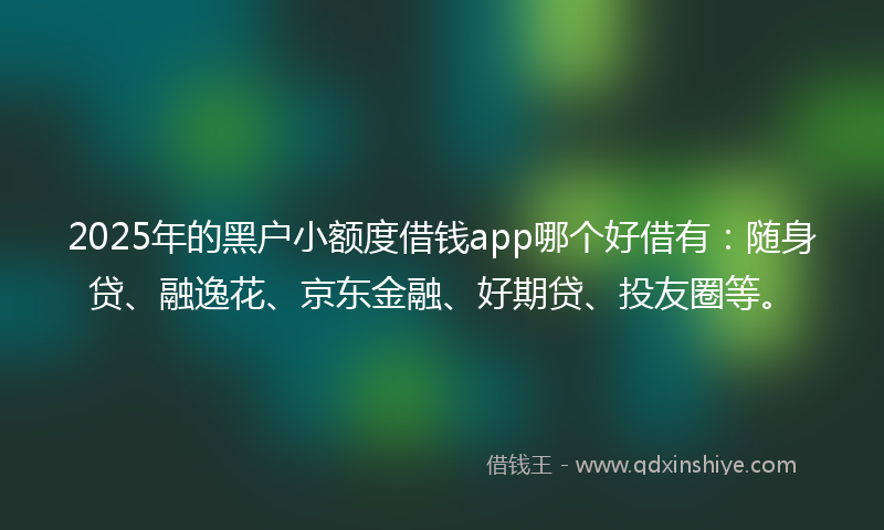 2025年的黑户小额度借钱app哪个好借有：随身贷、融逸花、京东金融、好期贷、投友圈等。
