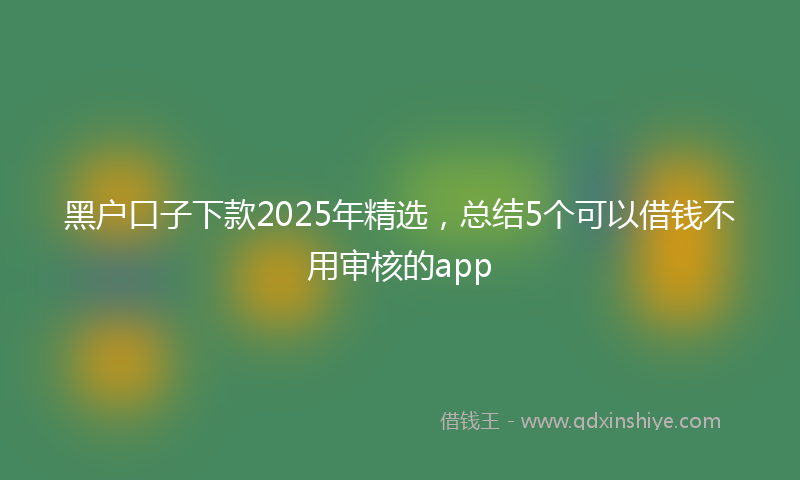 黑户口子下款2025年精选，总结5个可以借钱不用审核的app