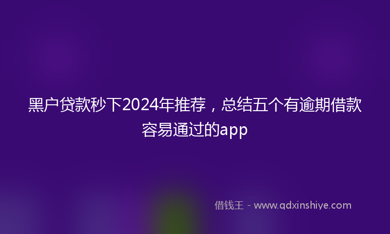 黑户贷款秒下2024年推荐，总结五个有逾期借款容易通过的app