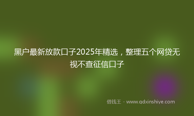 黑户最新放款口子2025年精选，整理五个网贷无视不查征信口子
