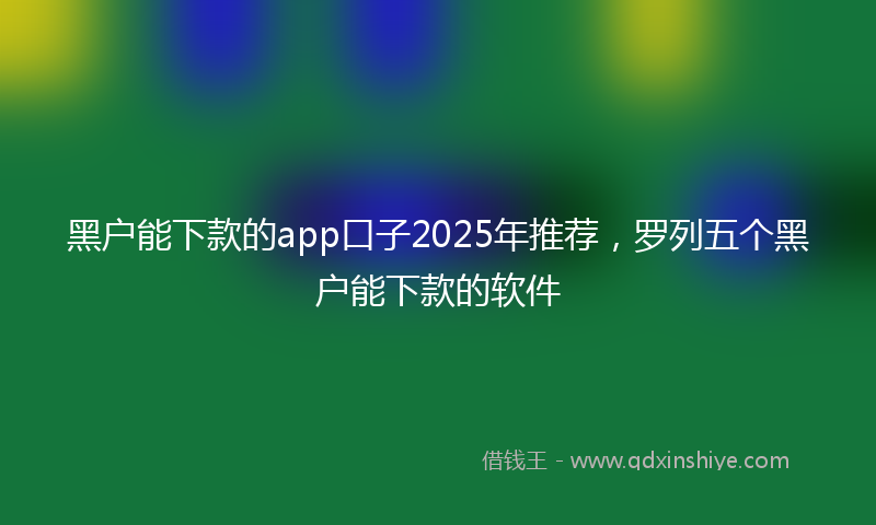 黑户能下款的app口子2025年推荐，罗列五个黑户能下款的软件