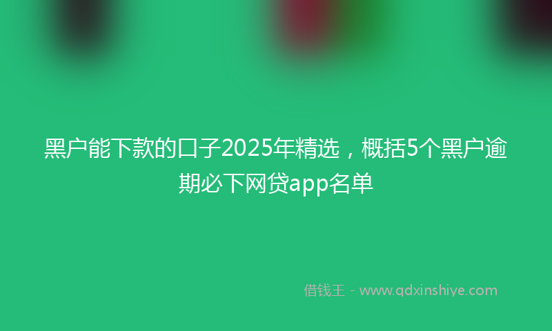 黑户能下款的口子2025年精选，概括5个黑户逾期必下网贷app名单