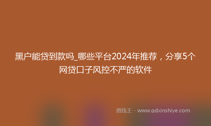 黑户能贷到款吗_哪些平台2024年推荐，分享5个网贷口子风控不严的软件