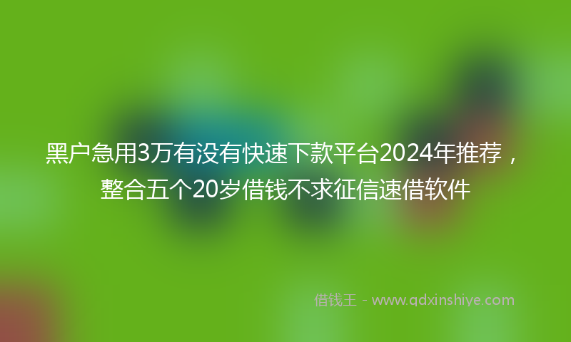 黑户急用3万有没有快速下款平台2024年推荐，整合五个20岁借钱不求征信速借软件