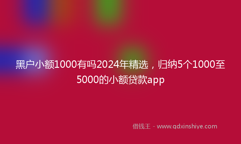 黑户小额1000有吗2024年精选，归纳5个1000至5000的小额贷款app