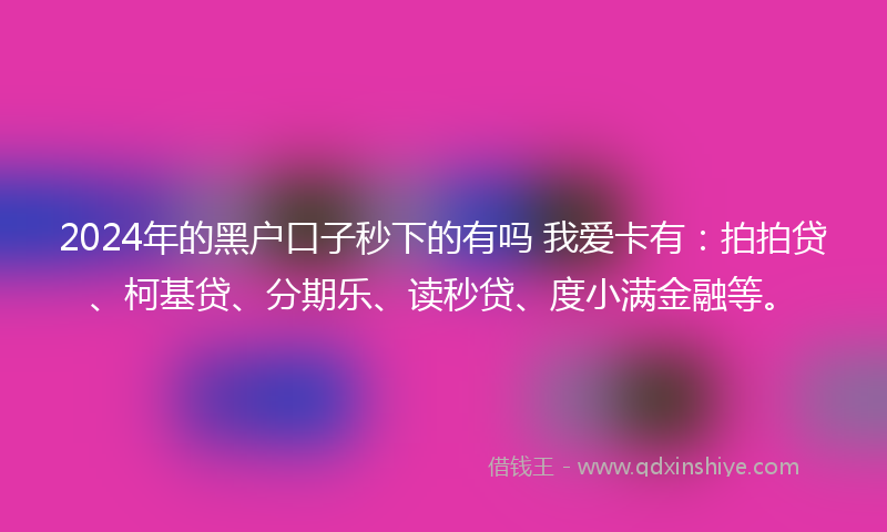 2024年的黑户口子秒下的有吗 我爱卡有：拍拍贷、柯基贷、分期乐、读秒贷、度小满金融等。