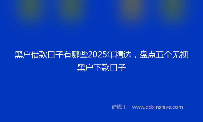 黑户借款口子有哪些2025年精选，盘点五个无视黑户下款口子