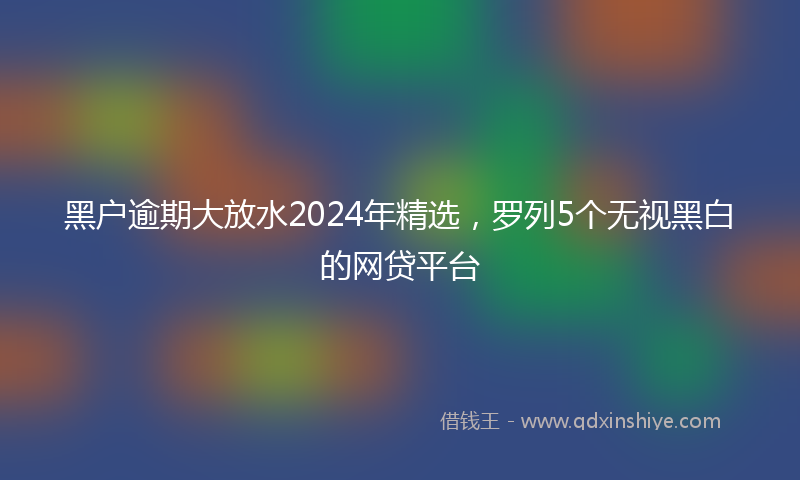 黑户逾期大放水2024年精选，罗列5个无视黑白的网贷平台