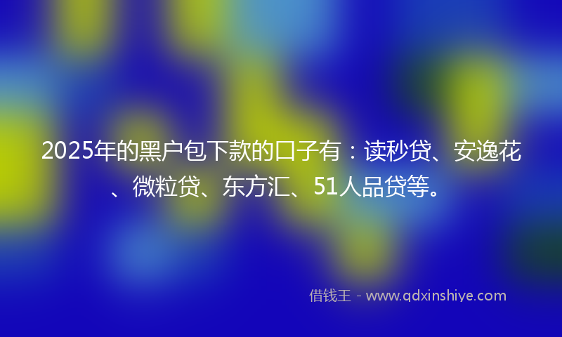 2025年的黑户包下款的口子有：读秒贷、安逸花、微粒贷、东方汇、51人品贷等。