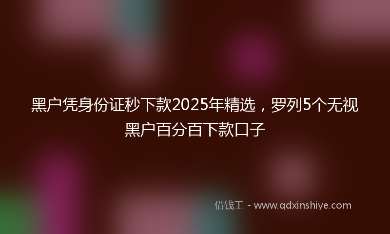 黑户凭身份证秒下款2025年精选，罗列5个无视黑户百分百下款口子