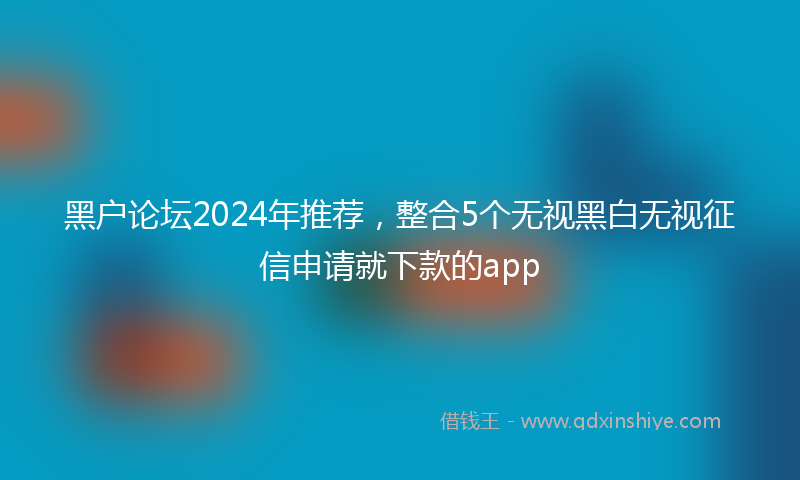 黑户论坛2024年推荐，整合5个无视黑白无视征信申请就下款的app