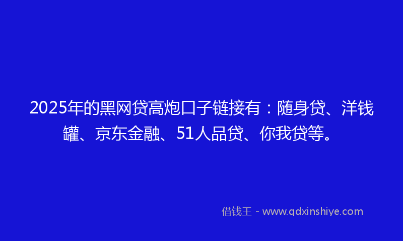 2025年的黑网贷高炮口子链接有：随身贷、洋钱罐、京东金融、51人品贷、你我贷等。
