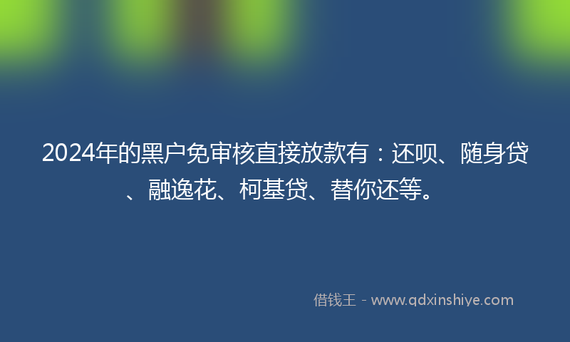 2024年的黑户免审核直接放款有：还呗、随身贷、融逸花、柯基贷、替你还等。