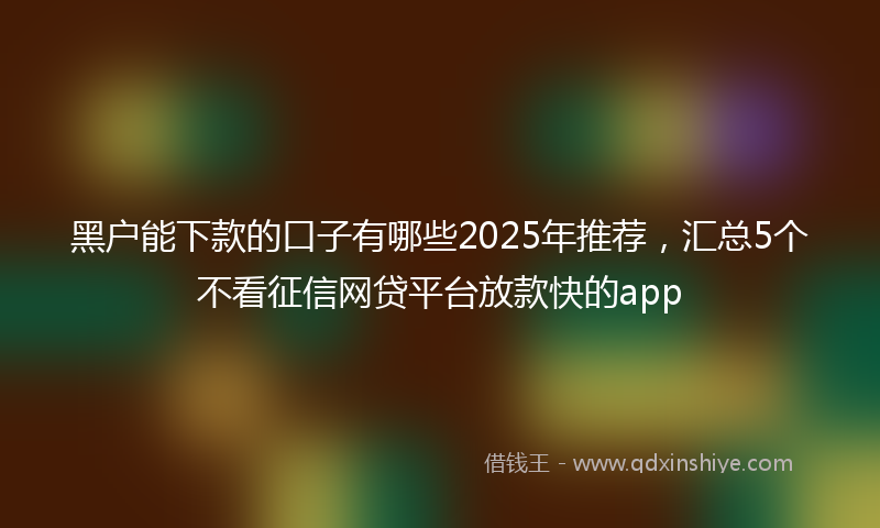 黑户能下款的口子有哪些2025年推荐，汇总5个不看征信网贷平台放款快的app