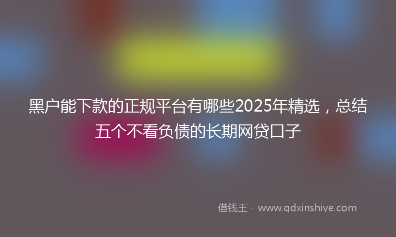 黑户能下款的正规平台有哪些2025年精选，总结五个不看负债的长期网贷口子