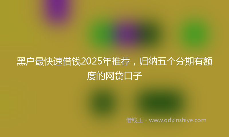 黑户最快速借钱2025年推荐，归纳五个分期有额度的网贷口子