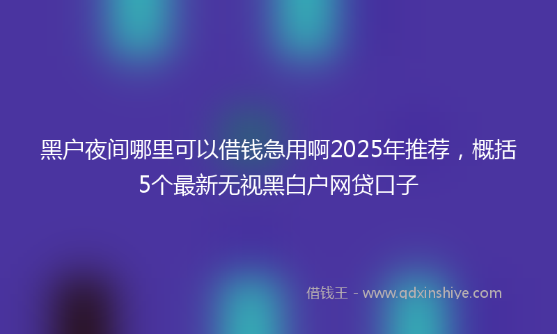 黑户夜间哪里可以借钱急用啊2025年推荐，概括5个最新无视黑白户网贷口子
