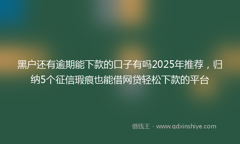 黑户还有逾期能下款的口子有吗2025年推荐，归纳5个征信瑕疵也能借网贷轻松下款的平台
