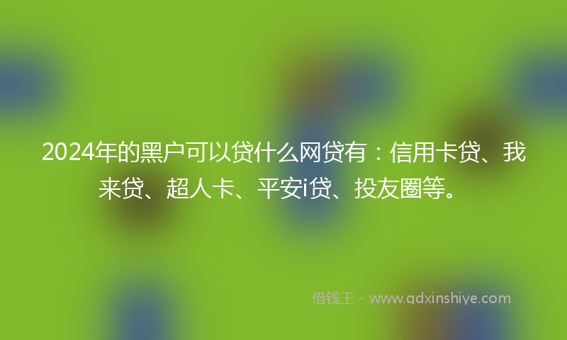 2024年的黑户可以贷什么网贷有：信用卡贷、我来贷、超人卡、平安i贷、投友圈等。