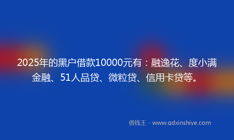 2025年的黑户借款10000元有：融逸花、度小满金融、51人品贷、微粒贷、信用卡贷等。