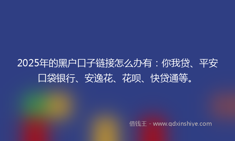 2025年的黑户口子链接怎么办有：你我贷、平安口袋银行、安逸花、花呗、快贷通等。