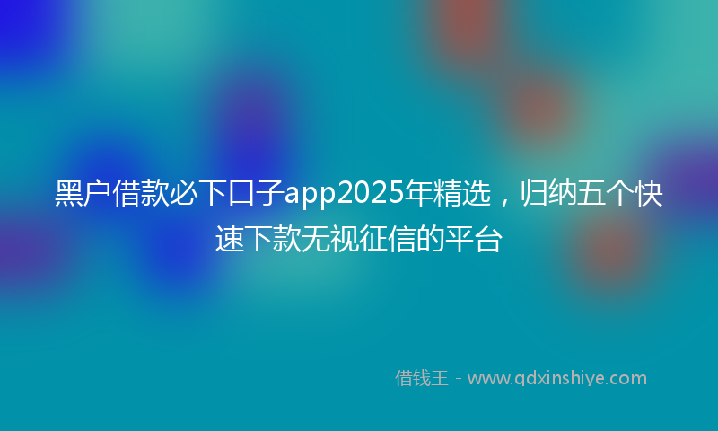 黑户借款必下口子app2025年精选，归纳五个快速下款无视征信的平台