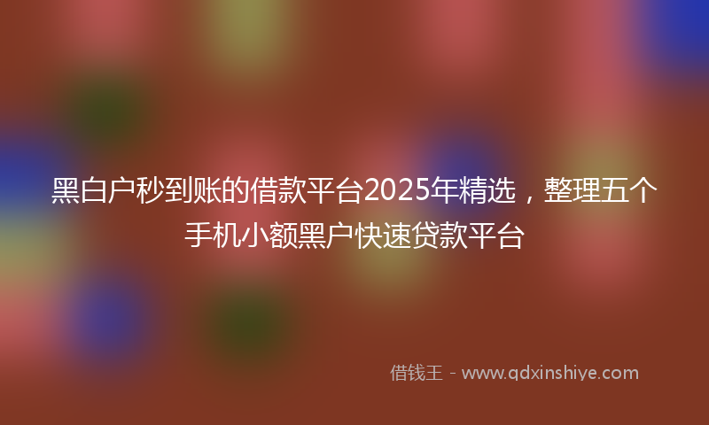 黑白户秒到账的借款平台2025年精选，整理五个手机小额黑户快速贷款平台