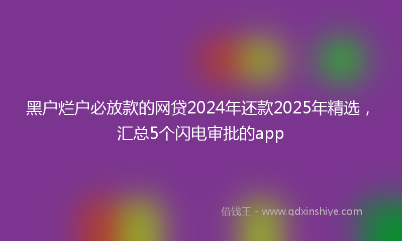 黑户烂户必放款的网贷2024年还款2025年精选，汇总5个闪电审批的app