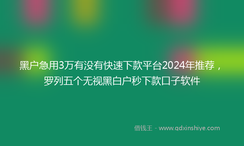 黑户急用3万有没有快速下款平台2024年推荐，罗列五个无视黑白户秒下款口子软件